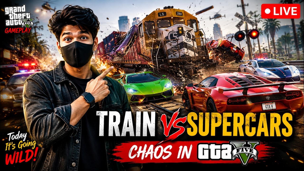 GTA 5 LIVE | Train vs 100 Luxury Cars 😱🔥 कौन बचेगा?