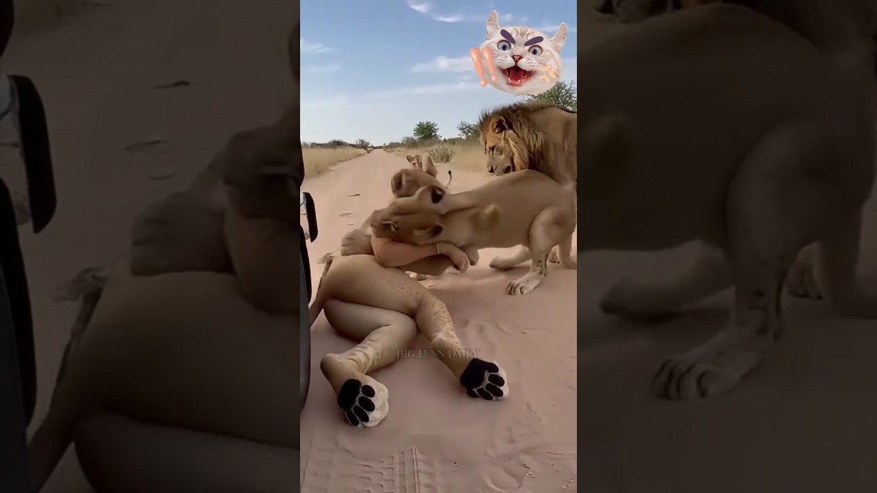 Amazing vidio | lions prank..#funnyanimals #shortvideo