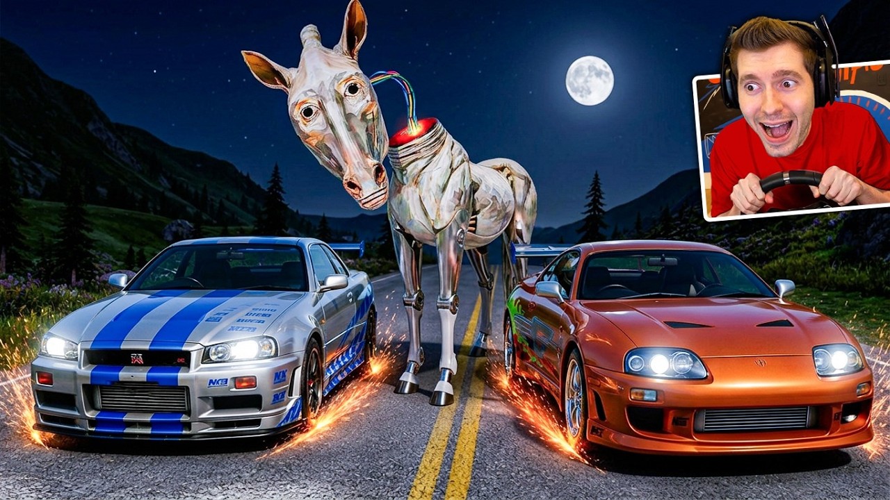 Fugindo do CREPPY HORSE de CARRO no BeamNG Drive MP! 