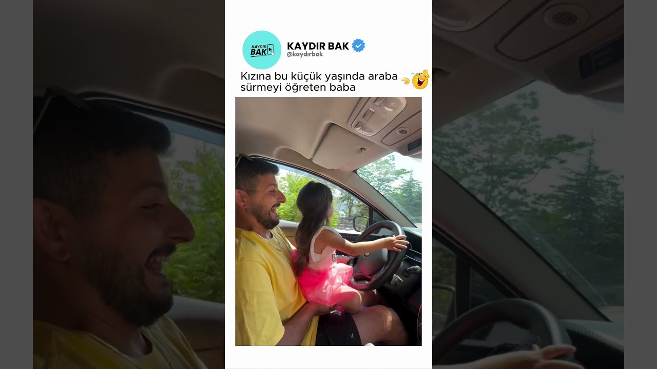 Kızına bu küçük yaşında araba sürmeyi öğreten baba❤️