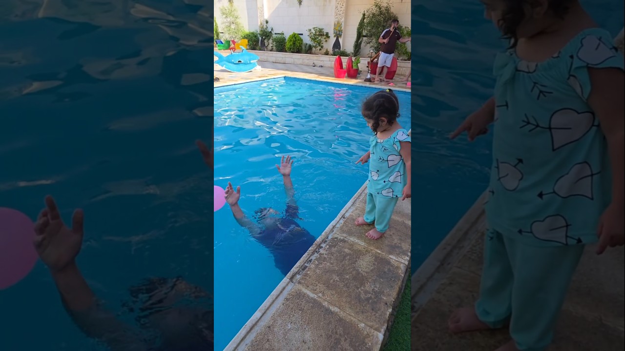 ميلا وقعت بالونتا في المسبح شوفو اخر شي شو صار😂 #رموش #فاميلي #ميلا