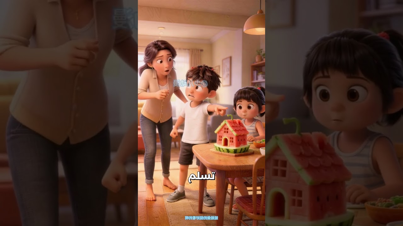 🍉 فنانة البطيخ! شاهد ماذا صنعت البنت بالمنشار وصدمة أخيها الجائع في النهاية | قصص روعة #شورت