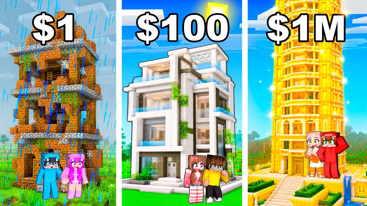 Evolucioné de EDIFICIO NOOB a EDIFICIO MILLONARIO en Minecraft!