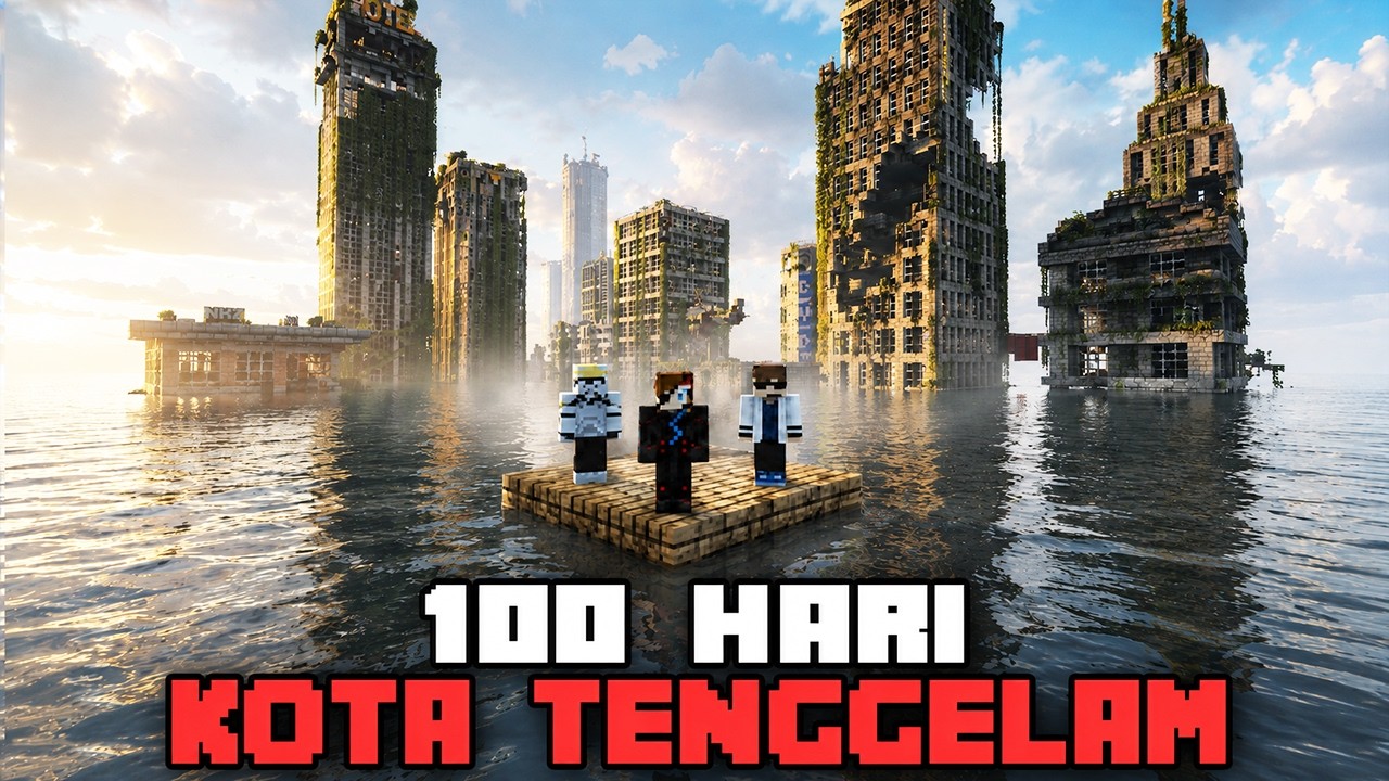 100 Hari Minecraft RAFT Hardcore - KOTA TENGGELAM