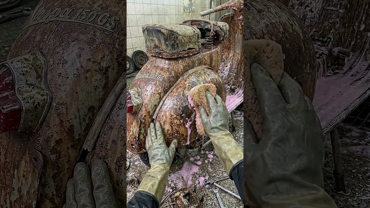 Bringing a DEAD 1955 Vespa Back to Life! SATISFYING Rust Removal ASMR 🤤