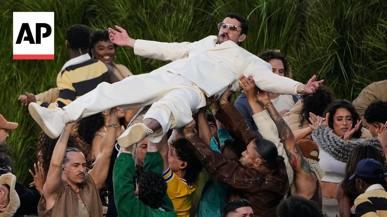 Bad Bunny performs at the Super Bowl 2026 halftime show - Published by Associated Press