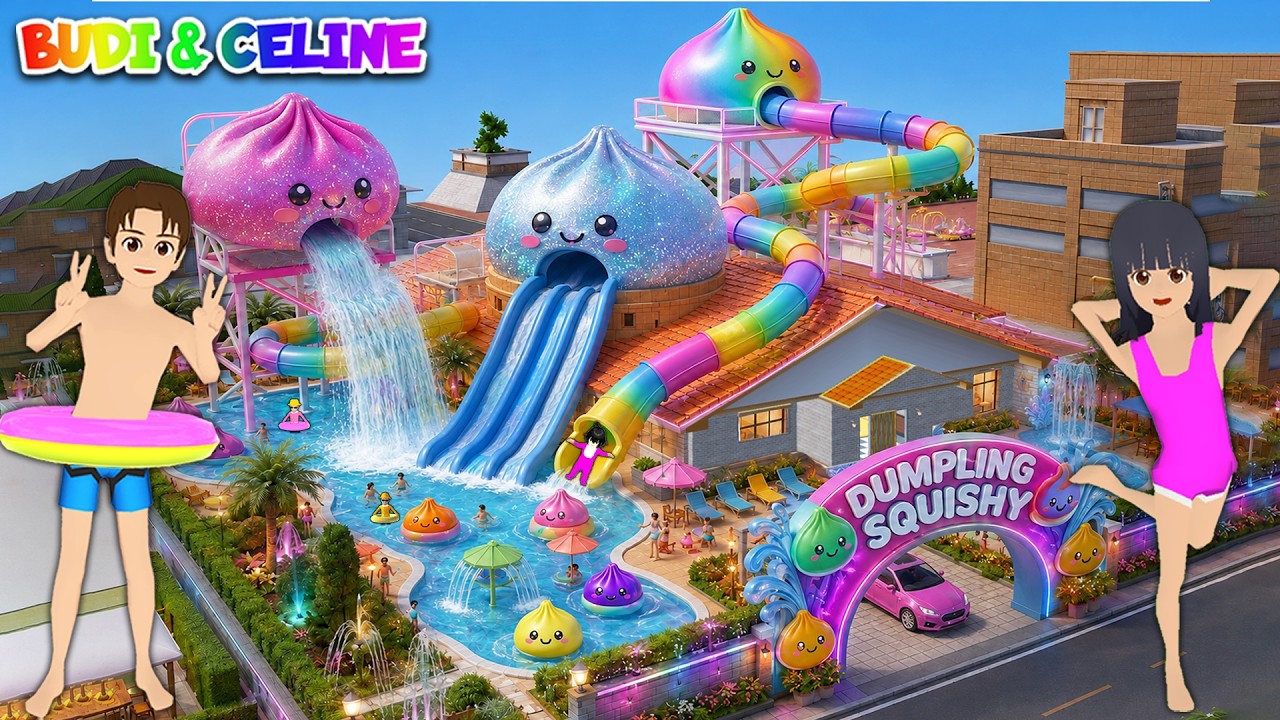 Yuta Mio Ubah Rumah Jadi WATER BOOM DUMPLING SQUISHY | Baby Celine Naik Perosotan Dumpling Rainbow