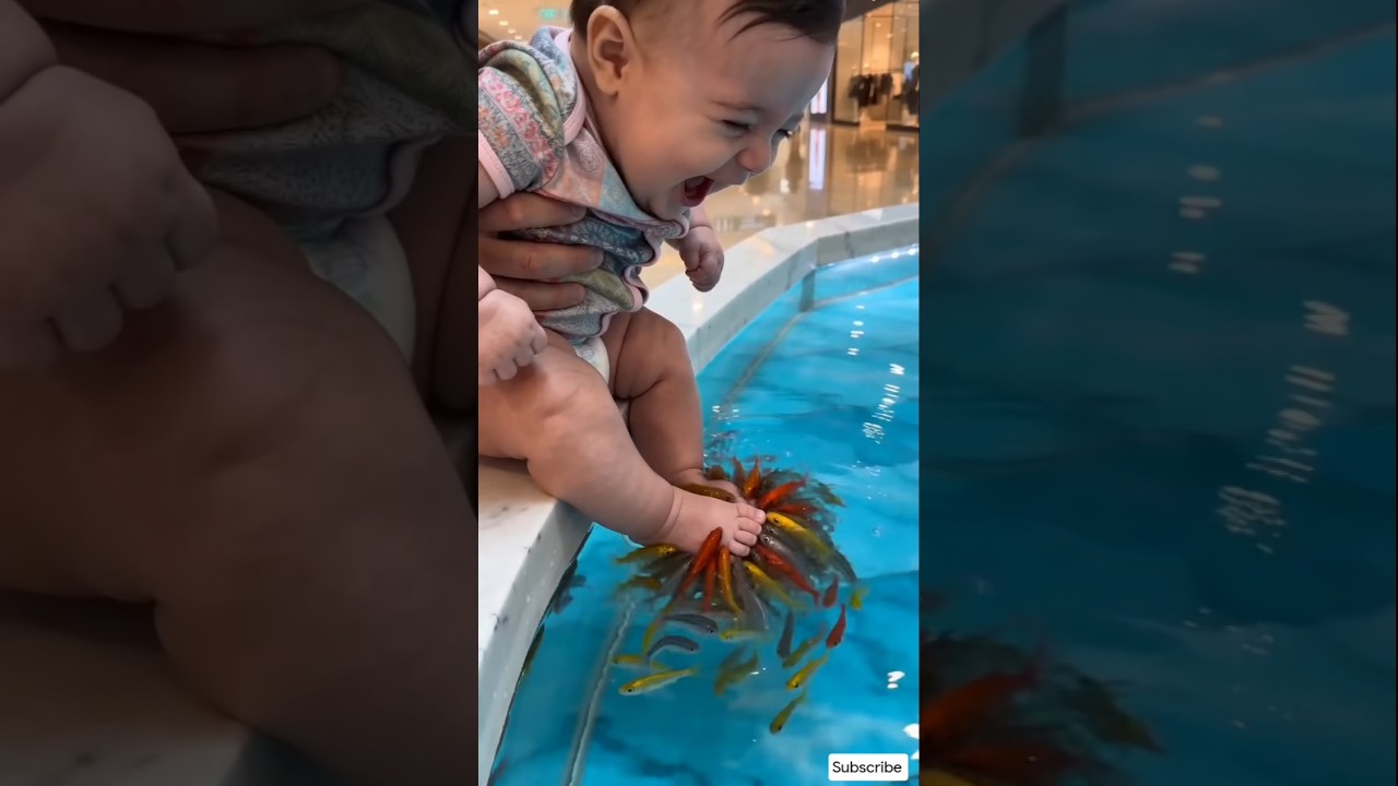 🐟 They came for his feet😂#shorts #youtubeshorts #babyshorts #babyreaction #foryou #foryoupage
