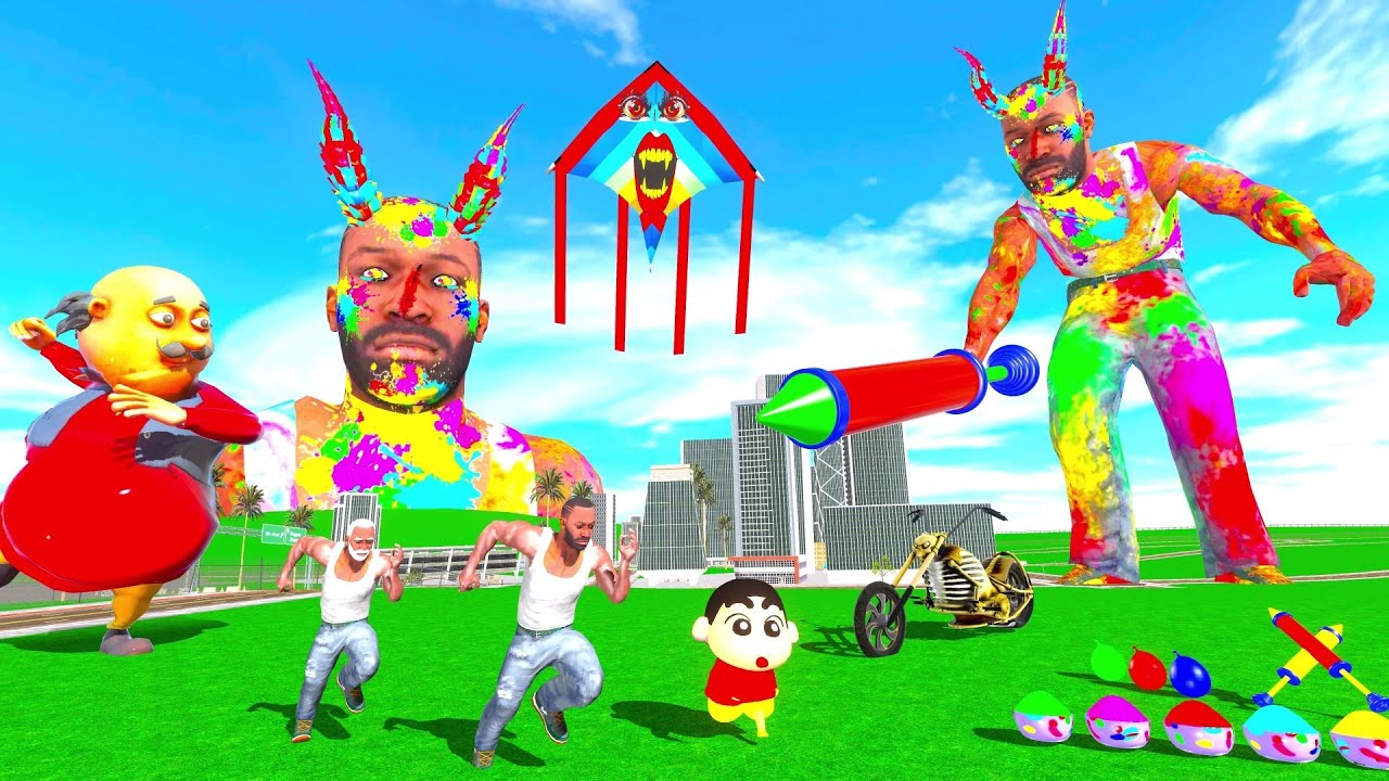 Franklin Vs Giant Holi Monster Franklin in Indian Bike Driving 3d:
