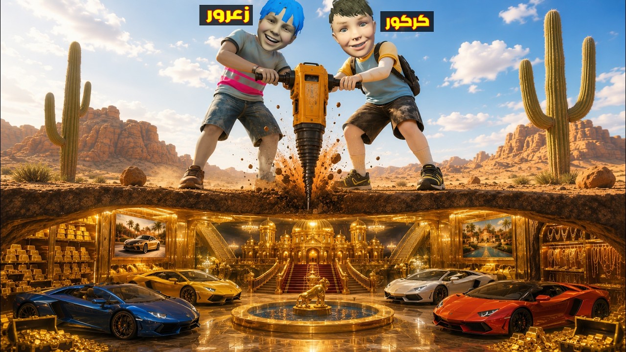 فلم قراند : زعرور يحفر اكبر قبر و يجد اكبر مقر سري غني في العالم ( كركور يضحك ) 🔥😂