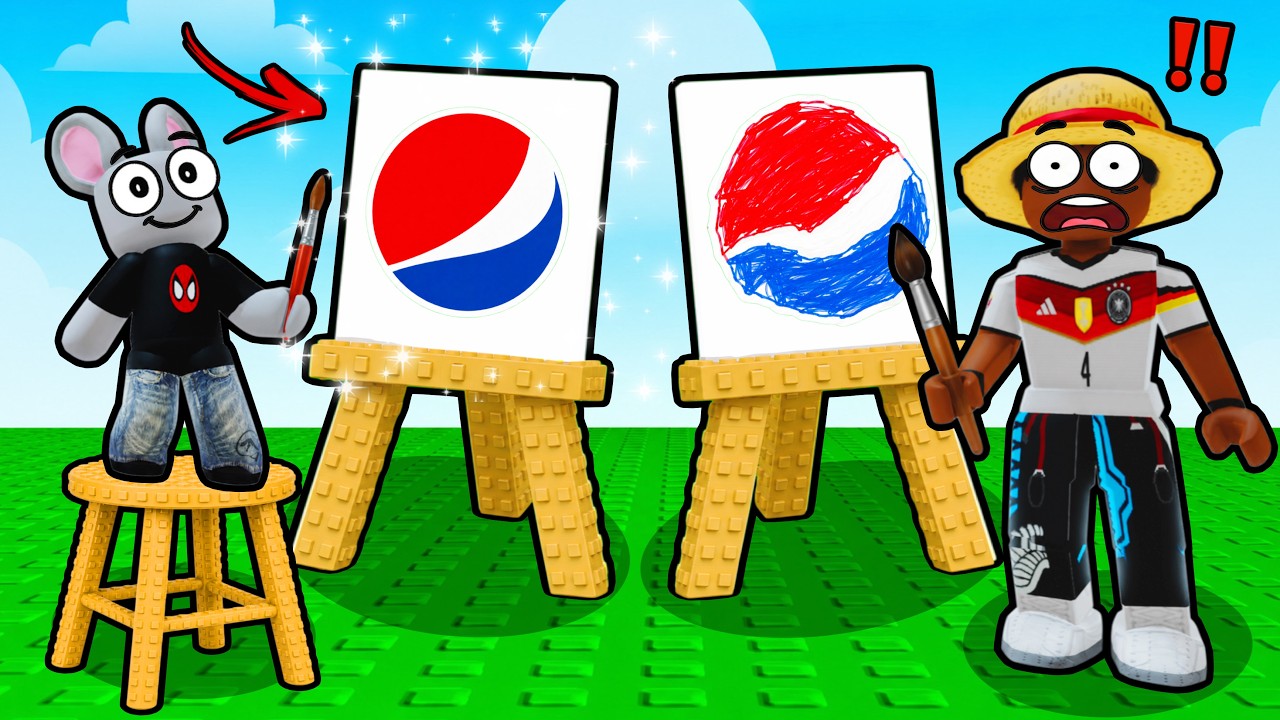PIZÃO X LARRYZINHO DESAFIO DESENHE A LOGO PELA MEMÓRIA no ROBLOX!