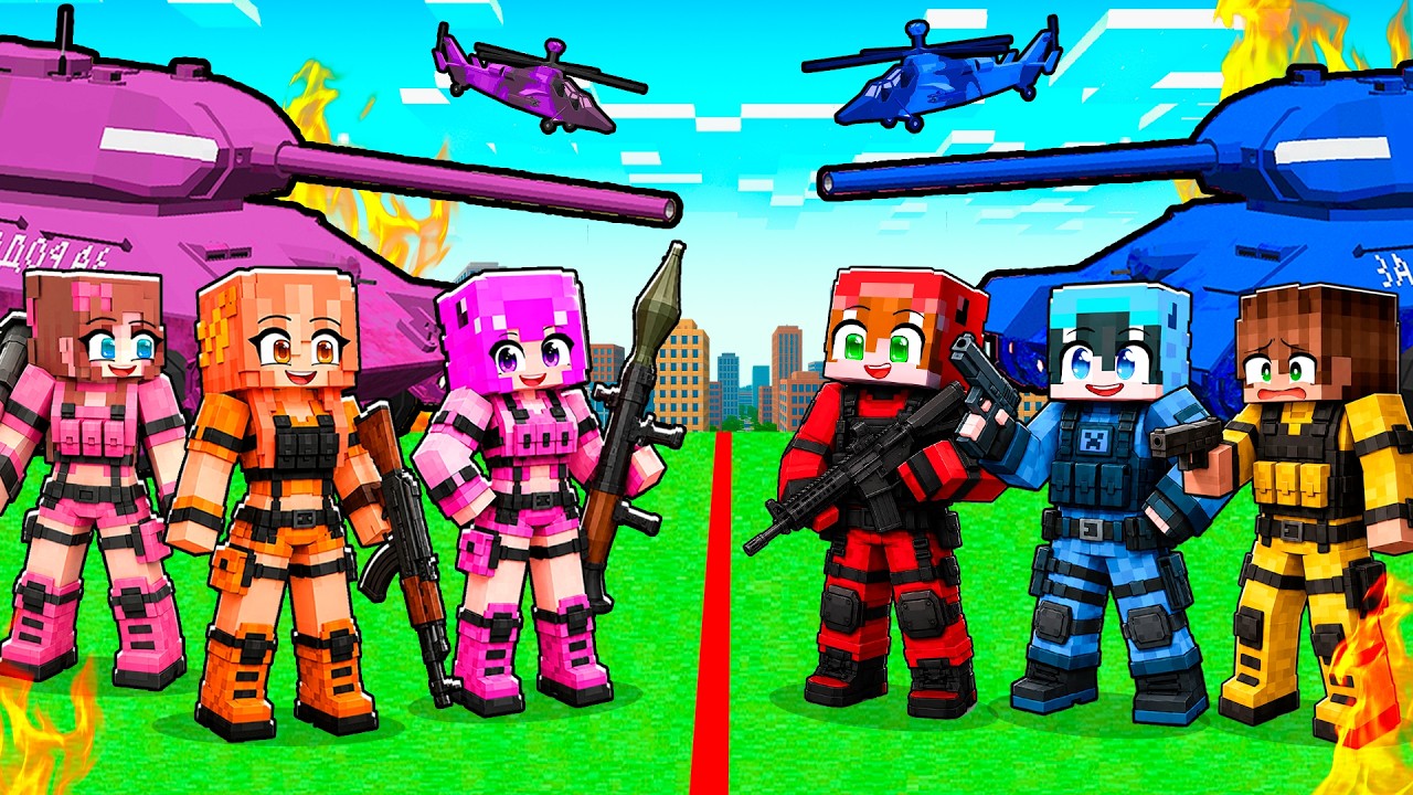 MILITARES CHICOS vs MILITARES CHICAS en Minecraft!