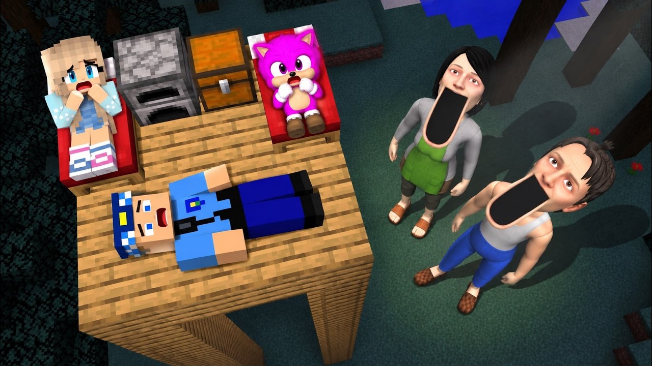 KÖTÜ EBEVEYNLERLE ORMANDA 99 GECE! -Minecraft