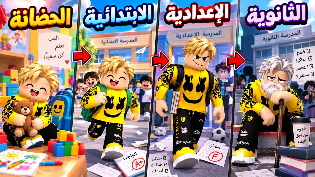 فيلم روبلوكس : قصة حياتى فى الحضانة - الابتدائية - الاعدادية - الثانوية..!🤣🔥