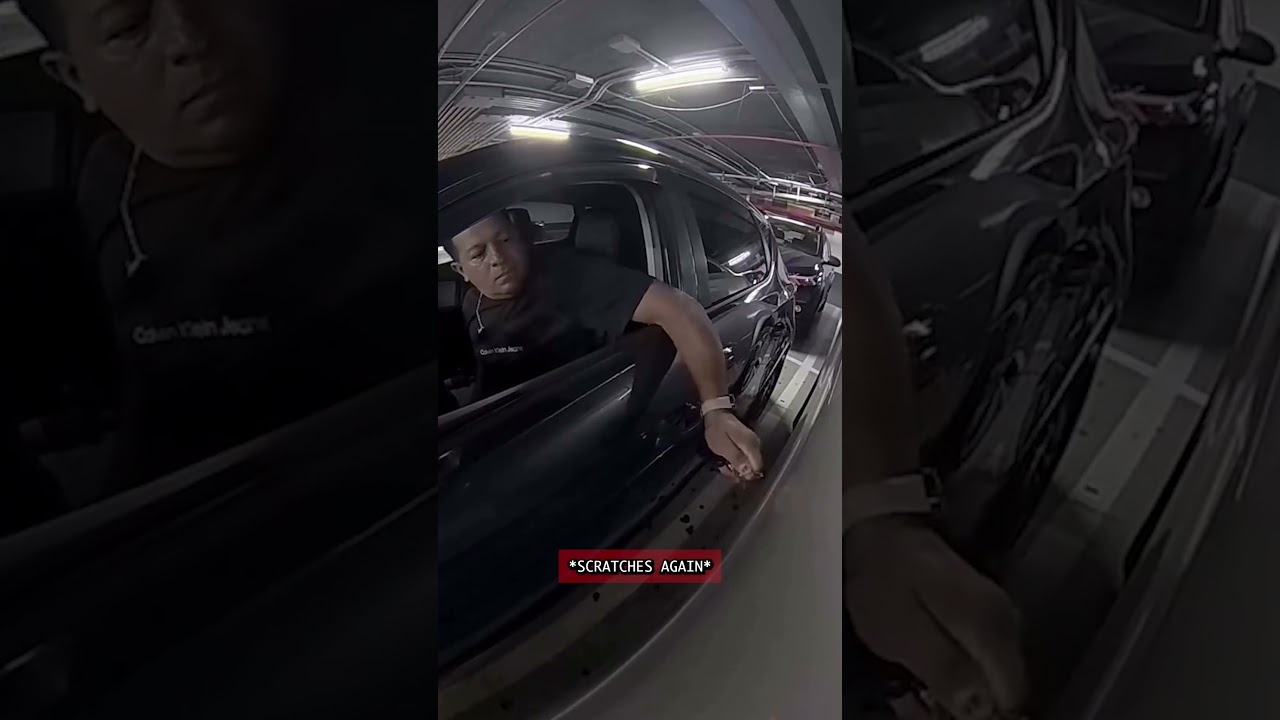 Vandal gets busted so easily #vandalism #carscratch