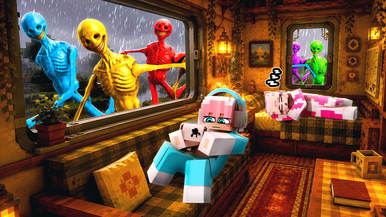 MOMON dan ATUN LIAT BANYAK VERITY WARNA WARNI SAAT NAIK KERETA API di MINECRAFT @BANGJBLOX