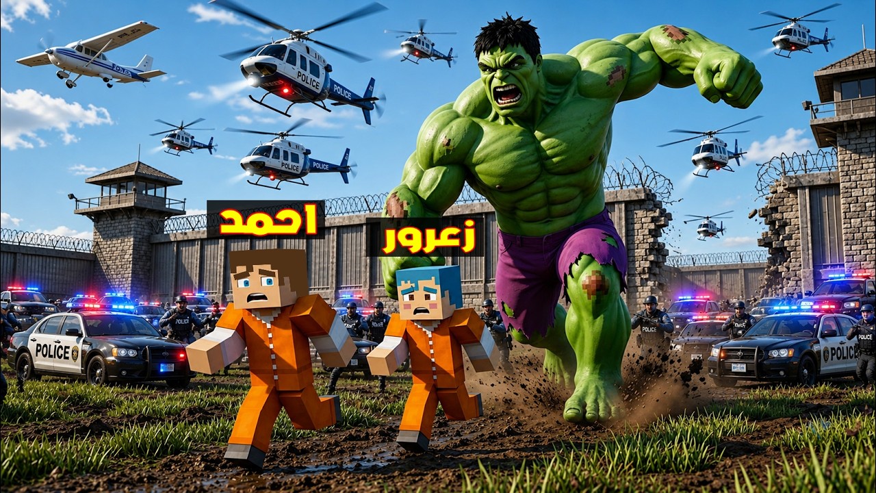 فلم ماين كرافت : زعرور يهرب من سجن الشرطي هالك العملاق 🔥😂