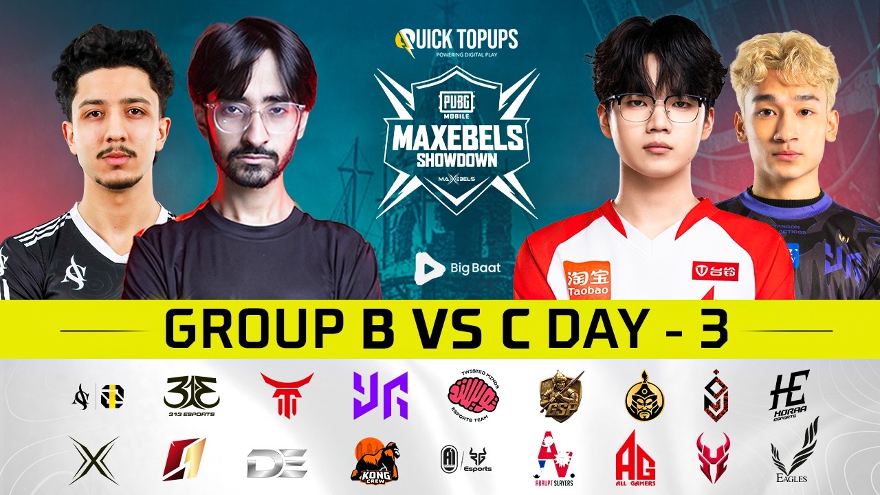 PUBG MOBILE MAXEBELS SHOWDOWN PLAYOFFS GROUP BvsC | DAY 3 | Ft. #YG #AG #KONG #HORAA #A1RG