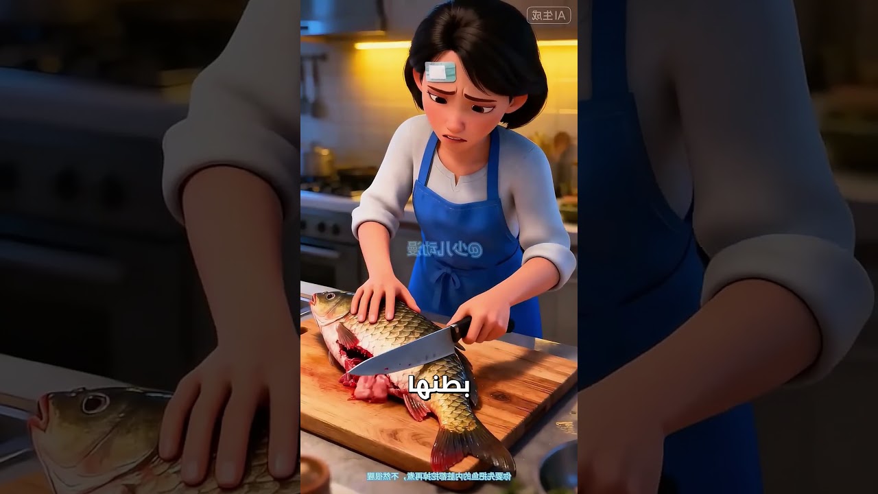 🐟 الشيف الصغير والسمكة الشقية! شاهد كيف حاول طبخها بدون تنظيف | قصص روعه ✨😂 #شورت