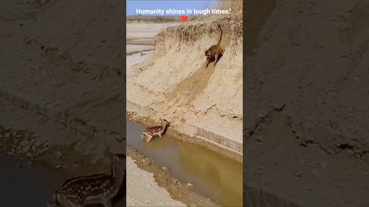 বিপদে বধুর পরিচয়। monkey save baby deer #anumalLove #shorts  #wildliferescue