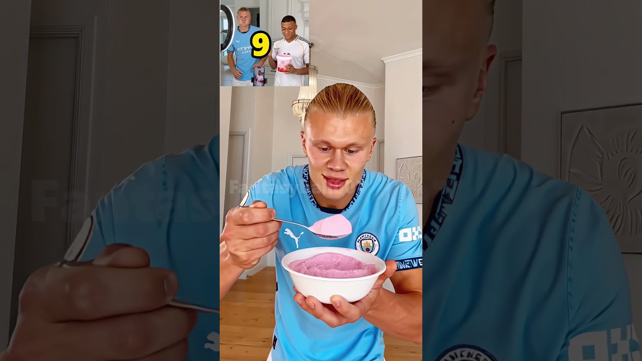 Haaland Ruined Mbappé's Ice Cream Livestream… With PINK Powder 😂🍦 #shorts  #haaland #mbappé