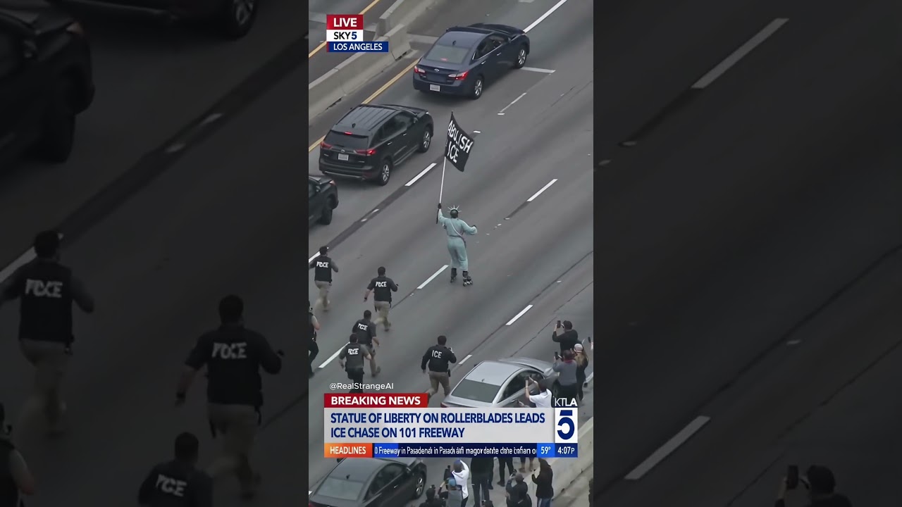 BREAKING: STATUE OF LIBERTY LEADS ICE ON FREEWAY 😂