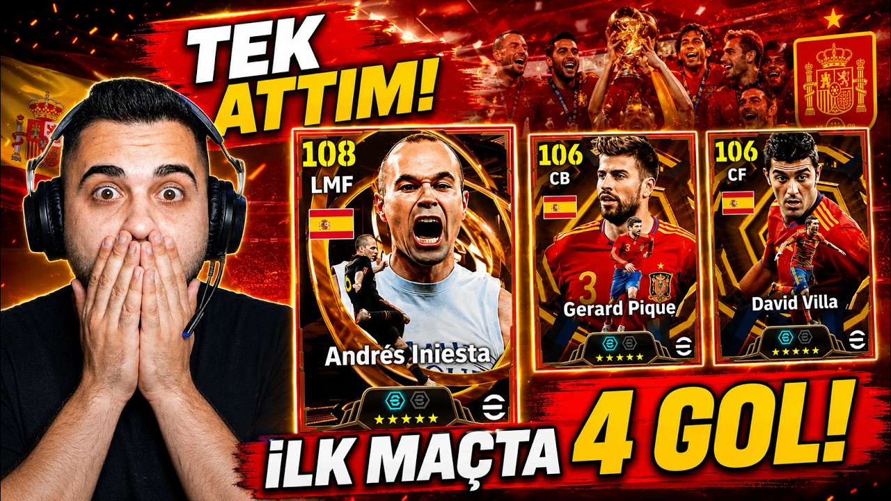 OHA! Tek Attım! 😱 İlk Maçta 4 Gol 🔥 108 İniesta, 106 Bombacı Villa ve Pique! Top Açılımı + Deneme!