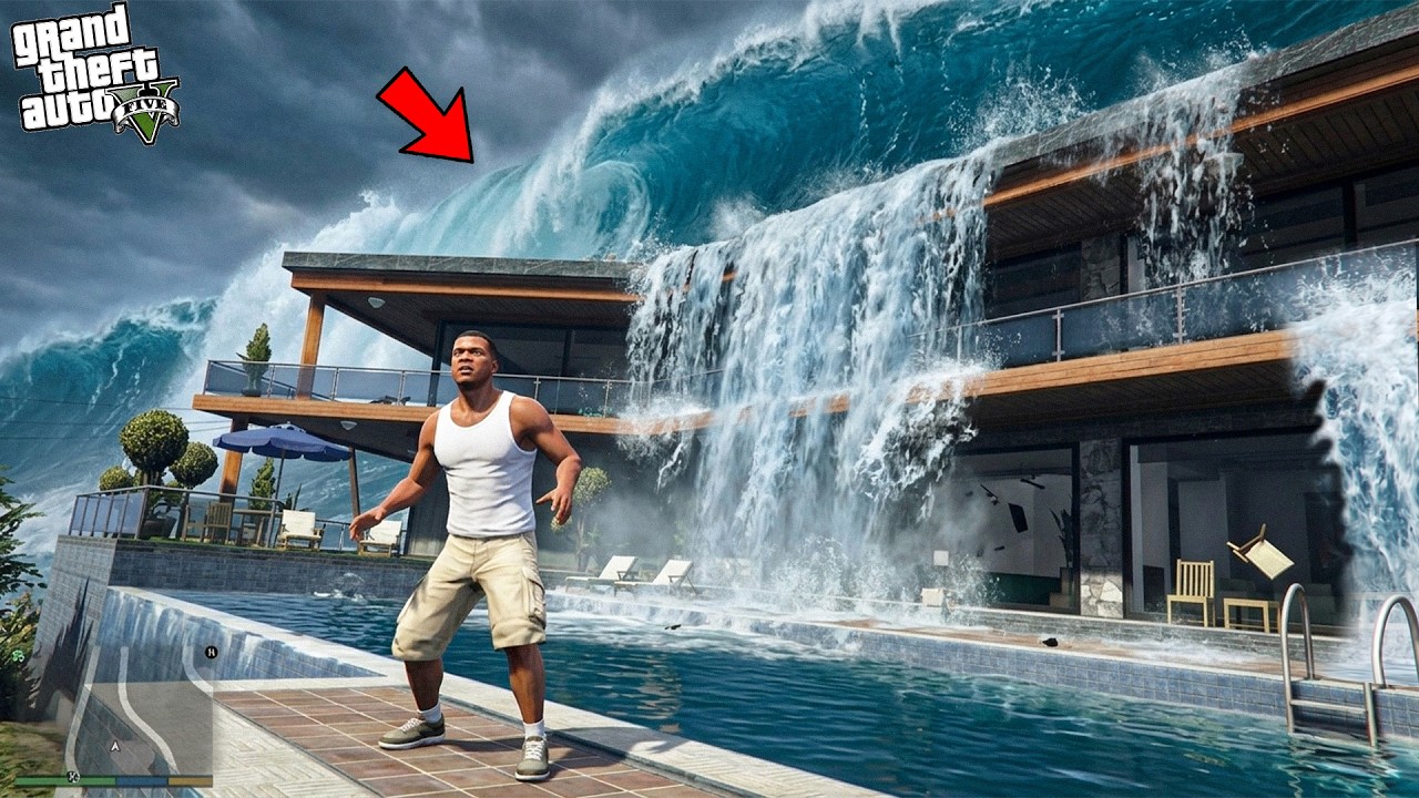 Franklin Reached His House In Biggest Tsunami In Los Santos! (GTA 5 Mods)
