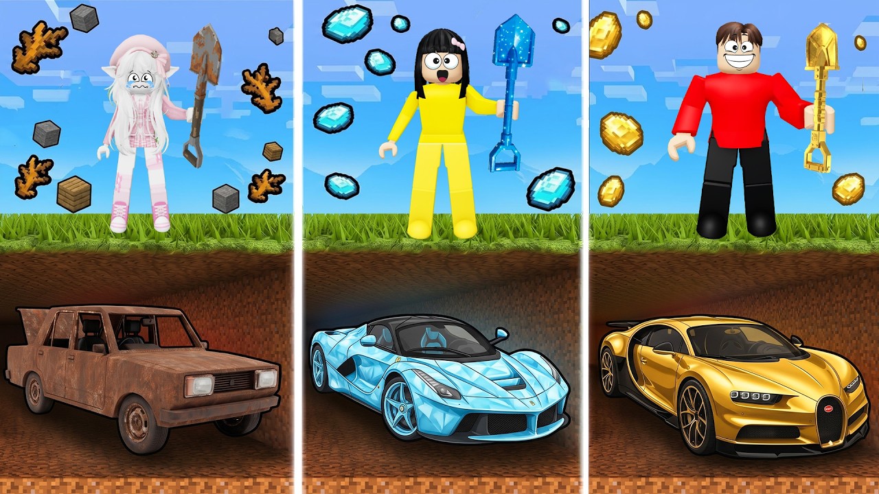 Yuta Mio Gali Tanah Untuk Dapat Mobil Miskin VS Kaya VS Sultan | ROBLOX