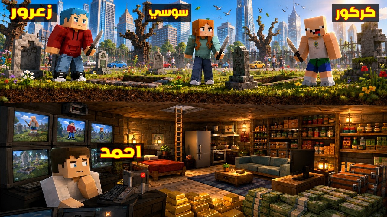 فلم ماين كرافت : مقر احمد السري الجديد و زعرور القوي يبحث عنه في كل مكان ( كركور مصدوم ) 🔥😱