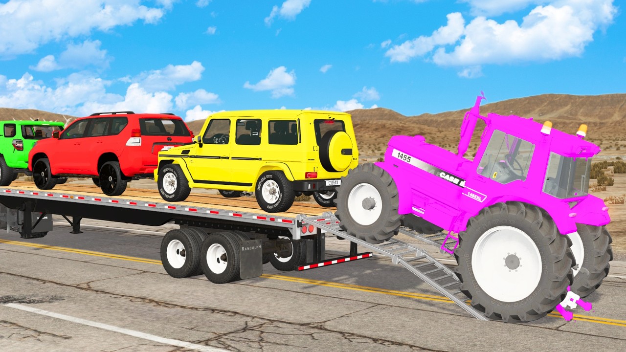 Flatbed Truck Mcqueen | Transportation with Truck - Pothole vs Car # - BeamNG.Drive