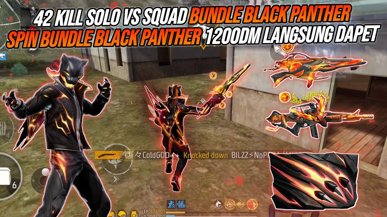 42 KILL SOLO VS SQUAD BUNDLE BLACK PANTHER !!! SPIN BUNDLE BLACK PANTHER MODAL 1200DM LANGSUNG DAPET