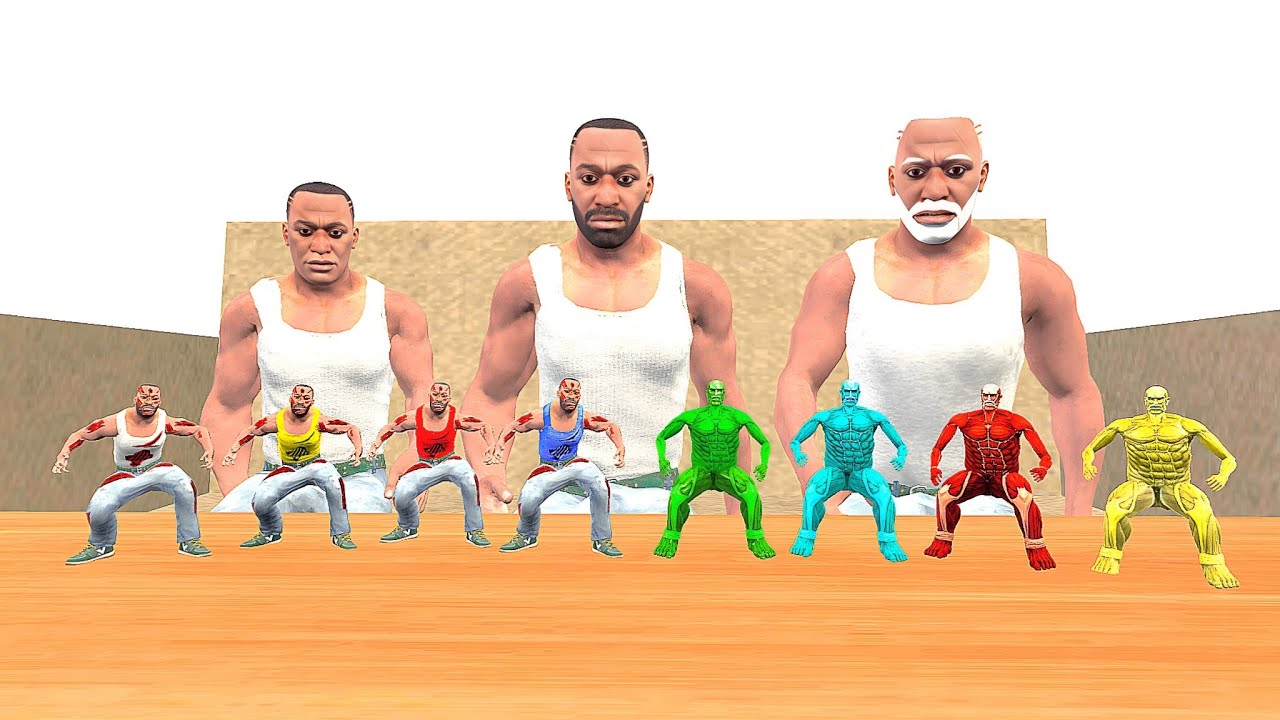 Tiny Colourful Superhero Zombie Franklin Vs Tiny Colourful Colossal Titan in Indian Bike Driving 3D