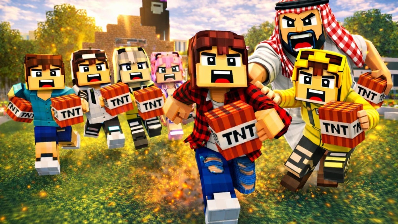 ماين كرافت لكن جيجي وكعبول وعبوسي وعائلتي طردوني من المدينة 😱😨 #فلم_ماين_كرافت