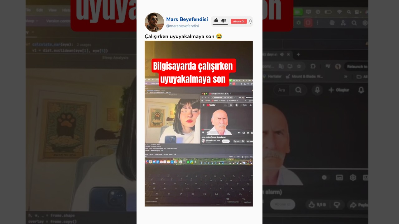 Bilgisayarda çalışırken uykusu gelenler için alarm sistemi kodu yazan ablamız