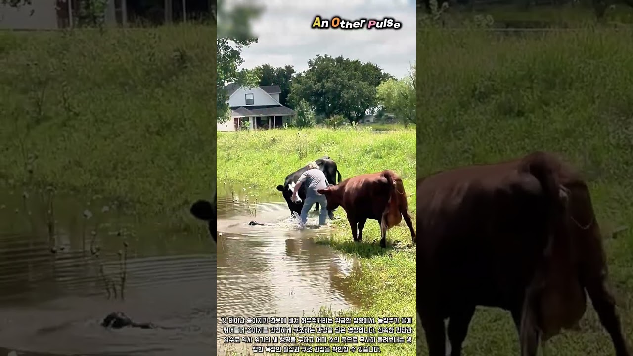 어미 소도 놀란 긴급 상황, 갓난 송아지 구출 대작전 #worker #process #animalrescue #farmlife #calf