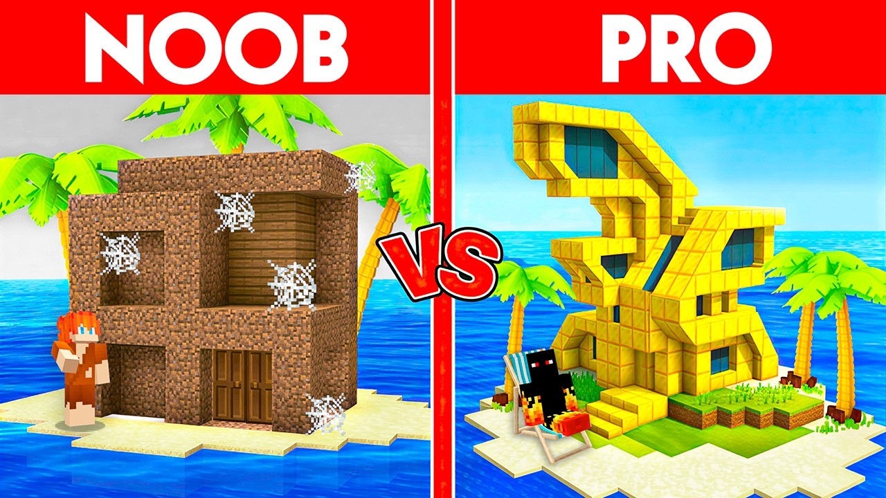 Batalha de Casas Modernas na Ilha de Noob vs Pro