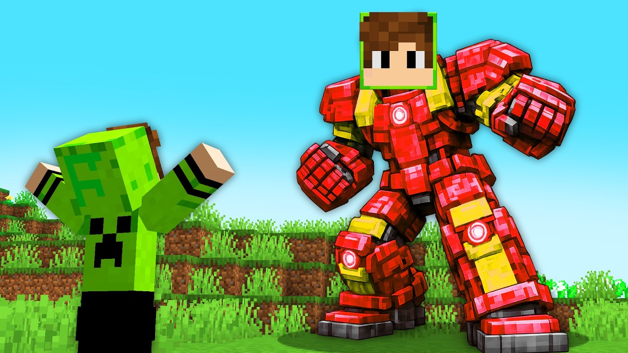 Viramos ARMADURAS GIGANTES do IRON MAN no minecraft!