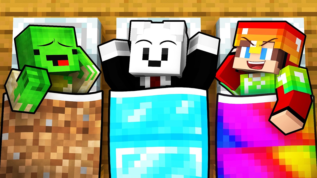 Mikey & JJ & Carrie: POOR vs RICH vs OP SLEEPOVER - Minecraft (Maizen)
