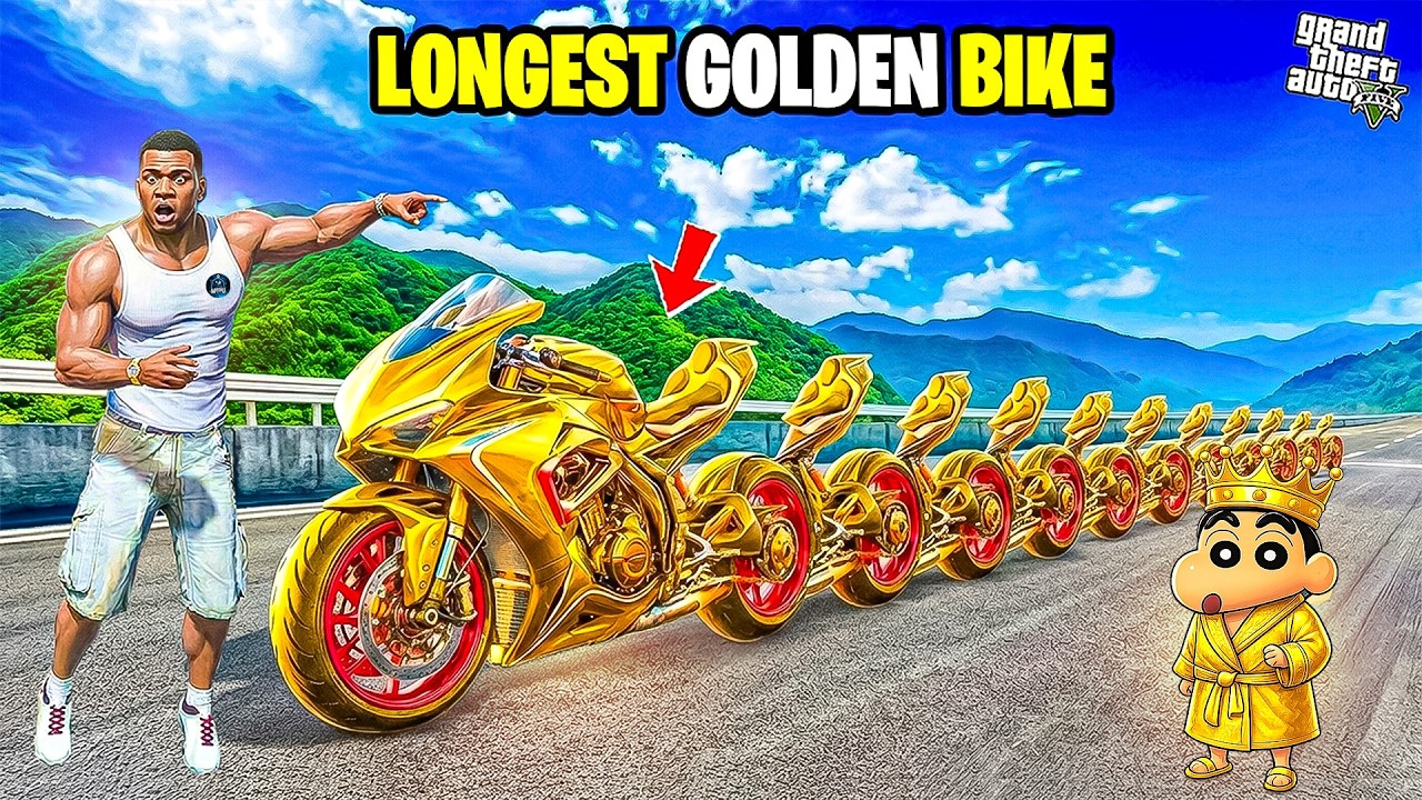 Franklin Finally Build World's Longest GOLDEN BIKE😱 For Shinchan in GTA 5 in Telugu