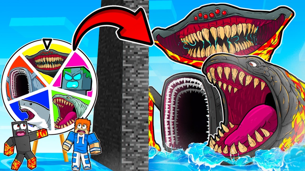 Trolei com ROLETA na BATALHA DE MONSTROS MARINHOS do MINECRAFT