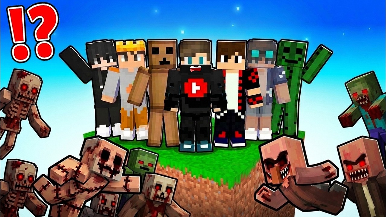 ماين كرافت : 8 أصدقاء عايشن على بلوكة واحدة ولكن في الحياة المرعبة !!؟ 😱🔥