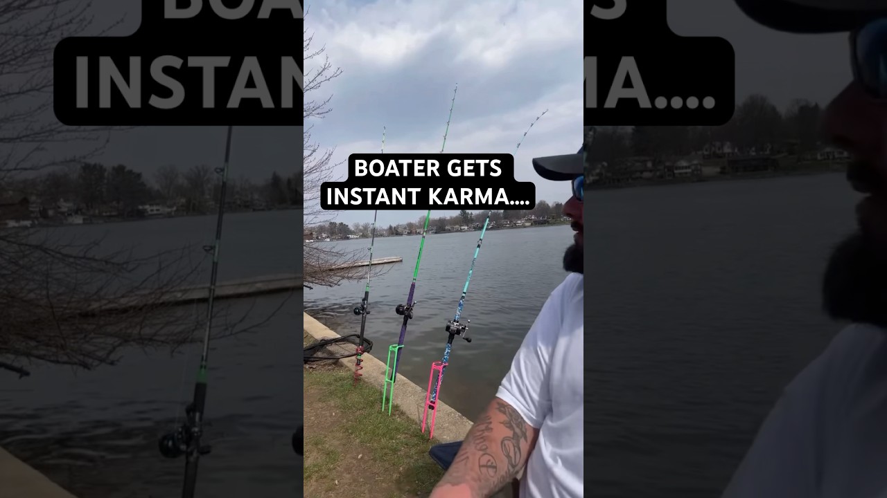 This boater got INSTANT karma…🫢#fishing #karen #boat #fish #funny #shorts
