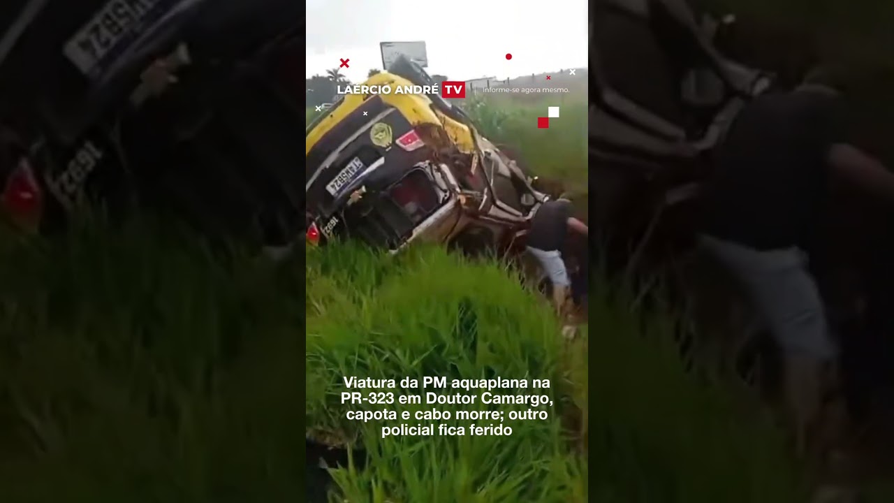 Viatura da PM aquaplana na PR-323, capota e cabo morre; outro policial fica ferido