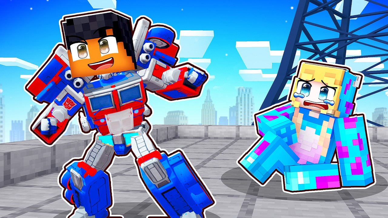 Me tornei um Transformers Protetor no Minecraft!