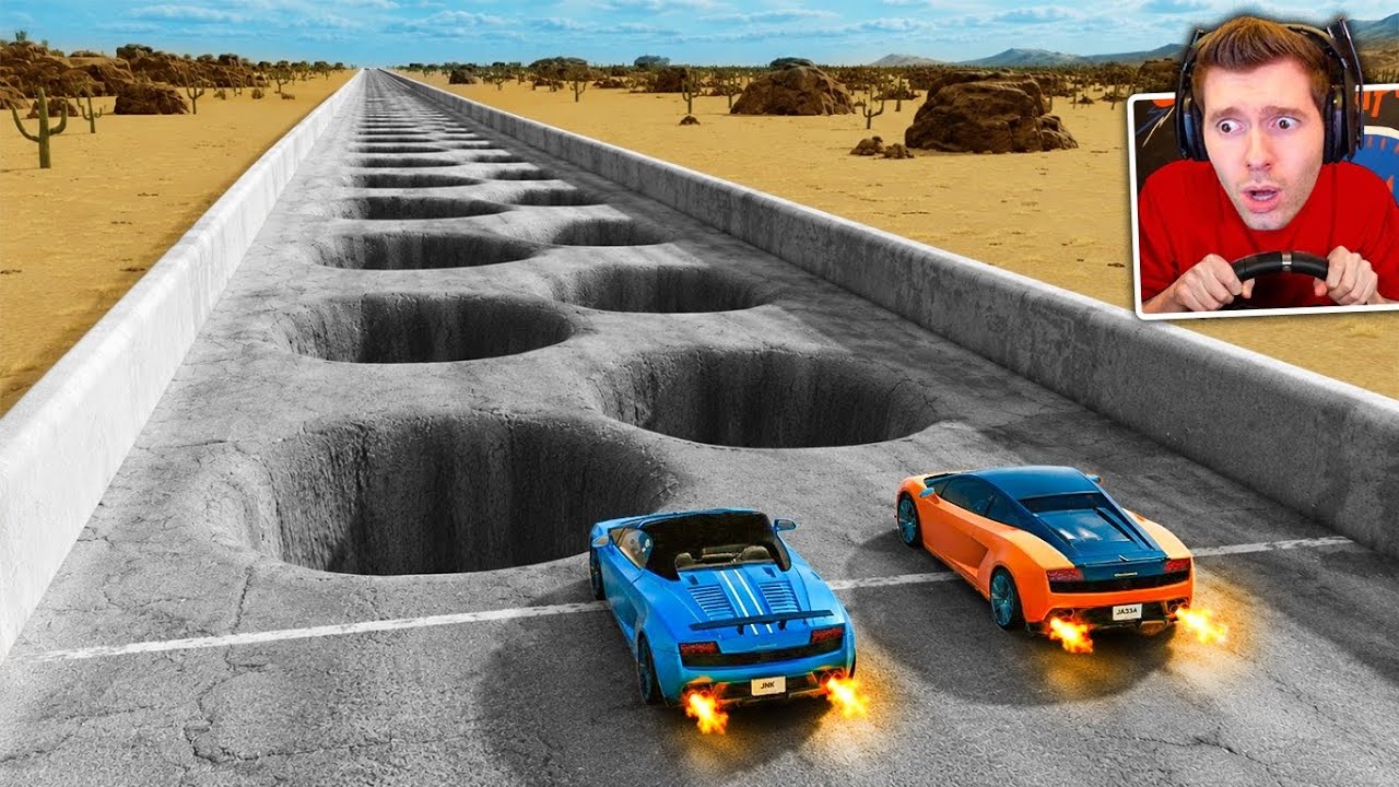TROLLEI MEU AMIGO na PISTA DE BURACOS no BeamNG Drive MP! 