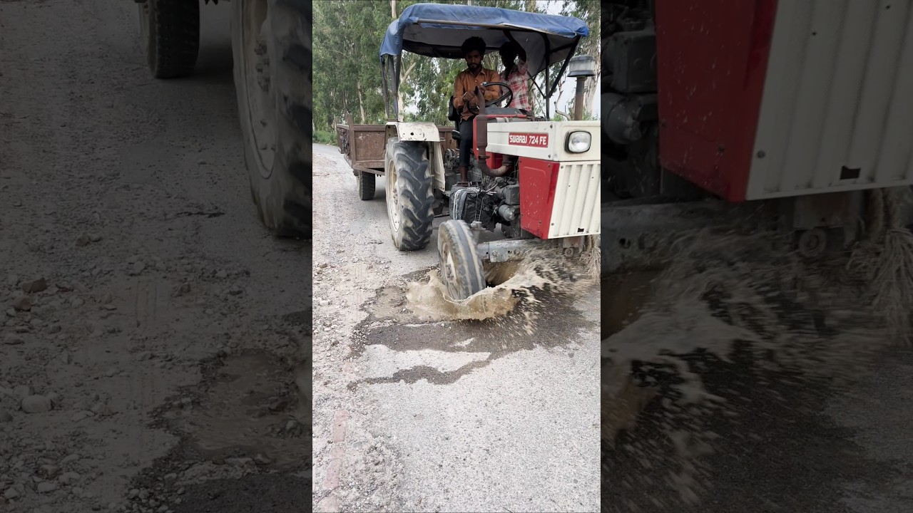 Due to this pothole, vehicles were slipping. #viral #roadrepair #roadaccedent #trendingshort
