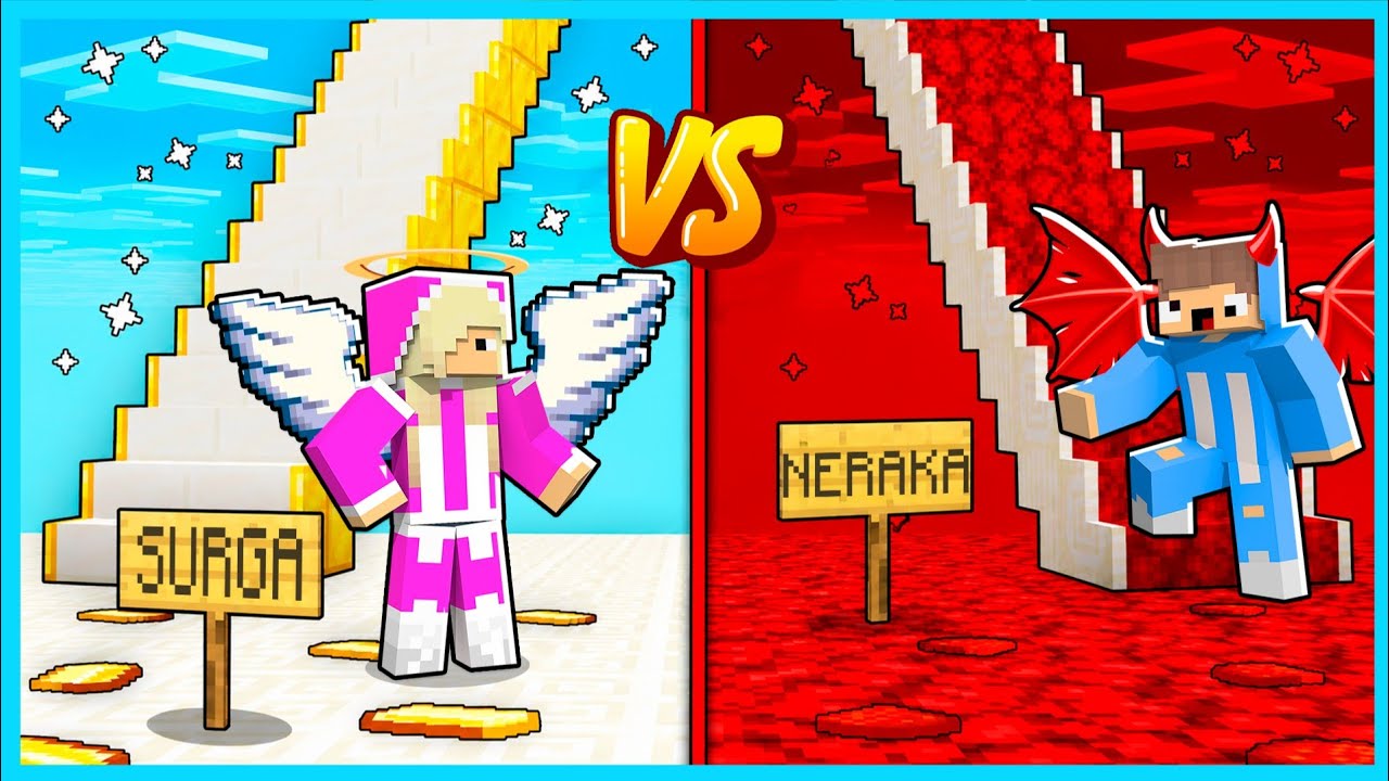 MIPAN & ZUZUZU NAIK TANGGA SURGA VS TANGGA NERAKA DI MINECRAFT!
