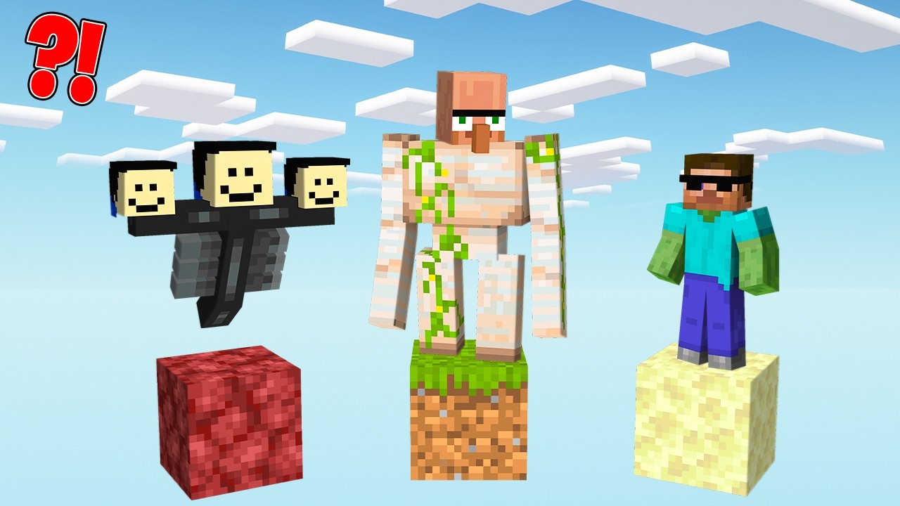 Mobs One Block Battle in Minecraft..