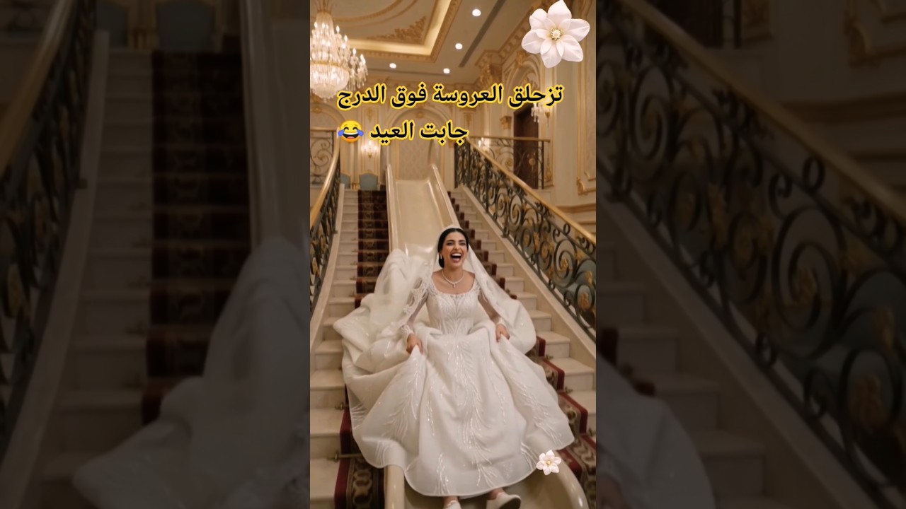 تزحلق العروسة فوق الدرج جابت العيد طاحت على العريس"😂 #كوميدي #ضحك#حفل_2026 #فساتين #Shorts #السعودية